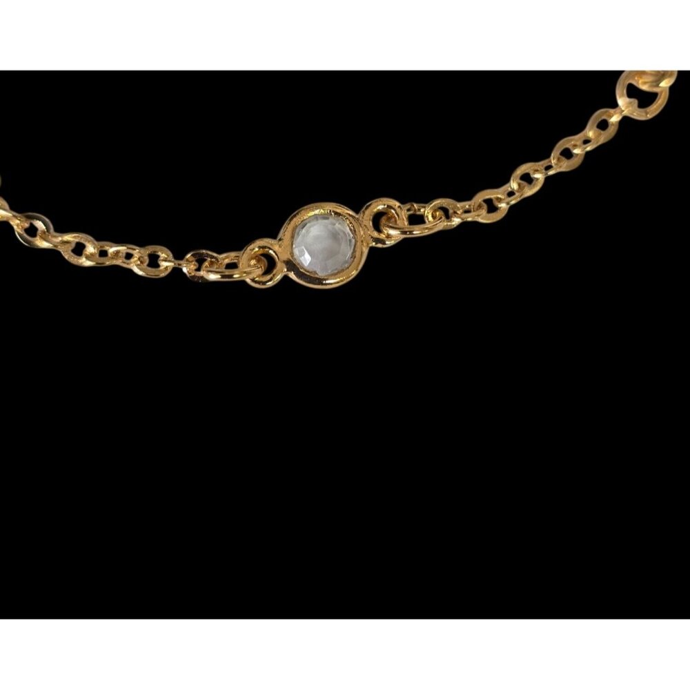 Delicate Facets Bracelet Small By Avon 1988 Gold-Tone Chain With Clear Crystal A - Picture 7 of 14